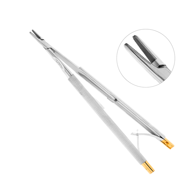Иглодержатель хирургический прямой Castroviejo-Gomel TC, длина 160 мм | HLW Dental Instruments (Германия)