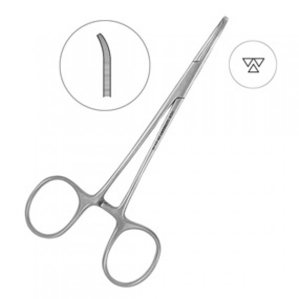 Зажим хирургический Kocherklemme изогнутый с зубчиками, 12,5 см., HLW Dental Instruments (Германия)