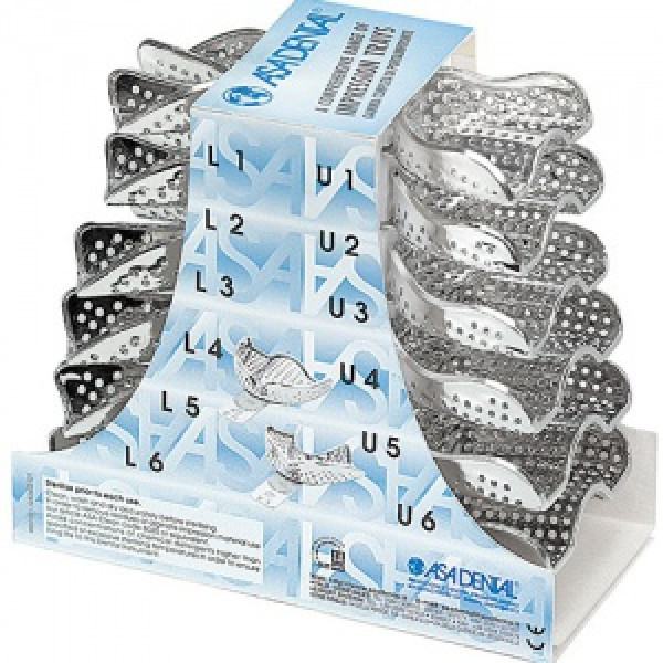 Ложка слепочная, набор 12 штук, с перфорацией с бортиками, Asa Dental (Италия)