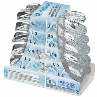 Ложка слепочная, набор 12 штук, с перфорацией без бортиков алюминиевая, Asa Dental (Италия)