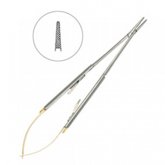 Иглодержатель-микро прямой Micro-Nadelhalter TC, 18 см, HLW Dental Instruments (Германия)