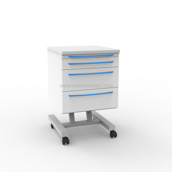 Столик врача А-013 мобильный с 3 ящиками (основание из прямоугольной трубы), Аванта (Россия)